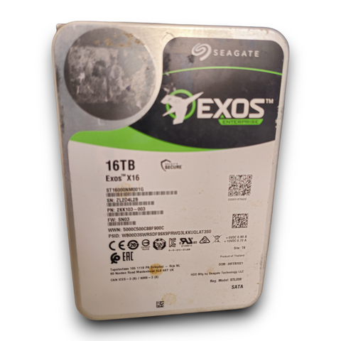 Seagate 16TB Exos X16 ST16000NM001G 7.2K RPM SATA 6Gb/s 3.5in - Refurbished Hard Drive